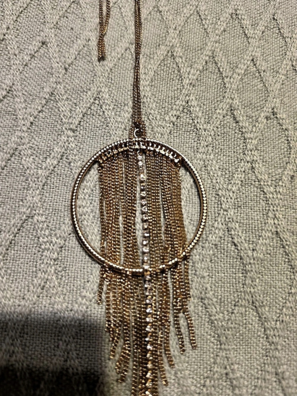 Gold-Tone Circle Fringe Pendant Necklace Like New